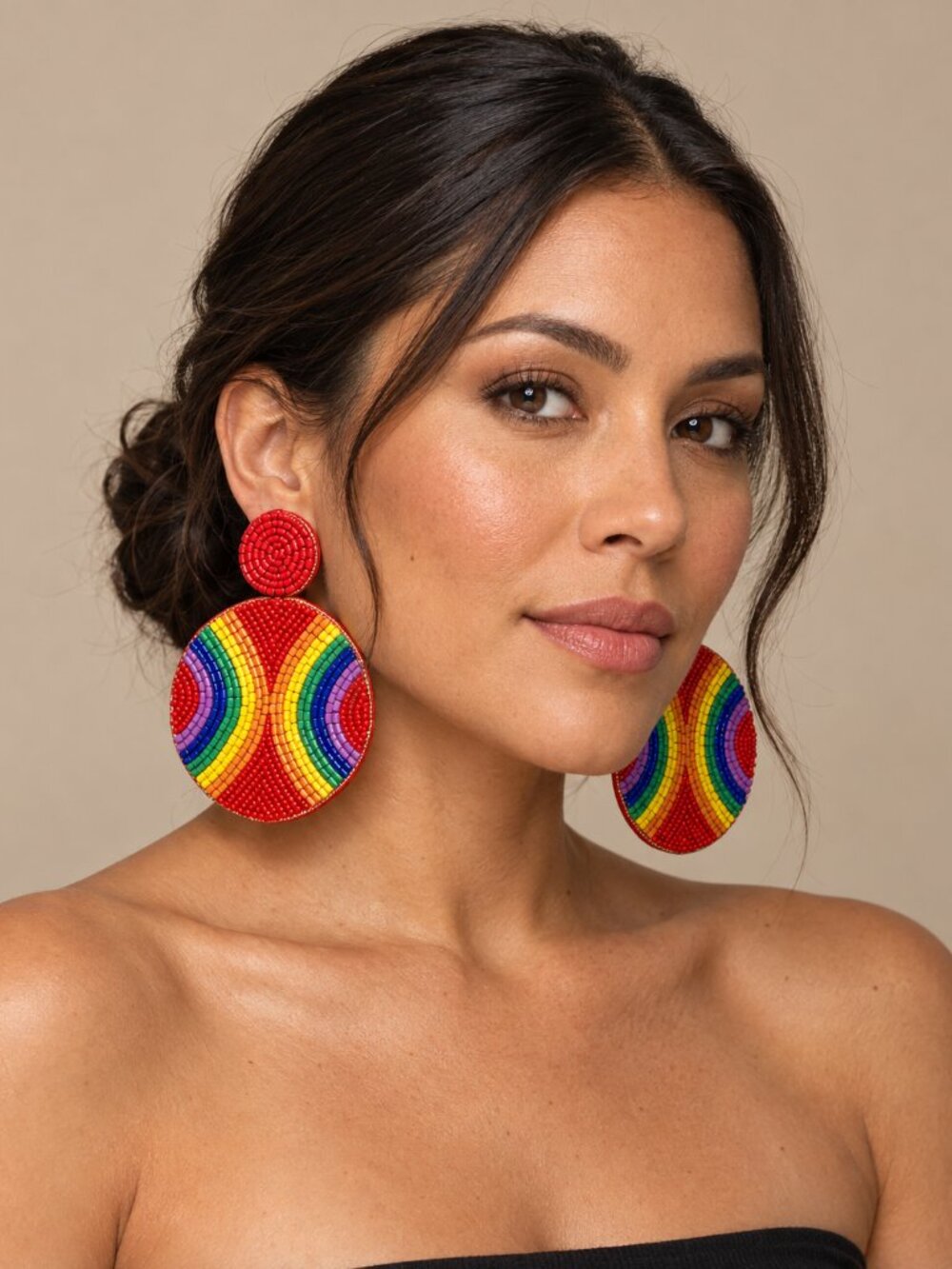 NWT Rainbow Beaded Statement Earrings | Oversized Colorful Drop Earrings